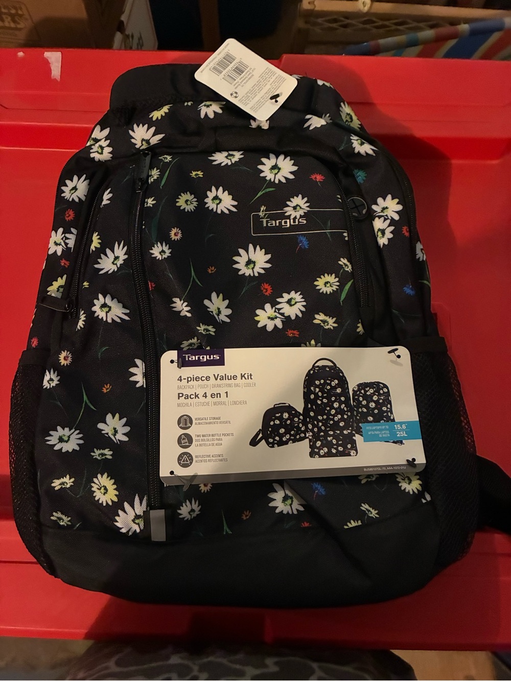 Targus Black Floral Kids Backpack Set with White Daisies